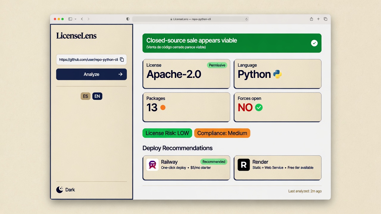 GitHub License Scanner UI — light mode